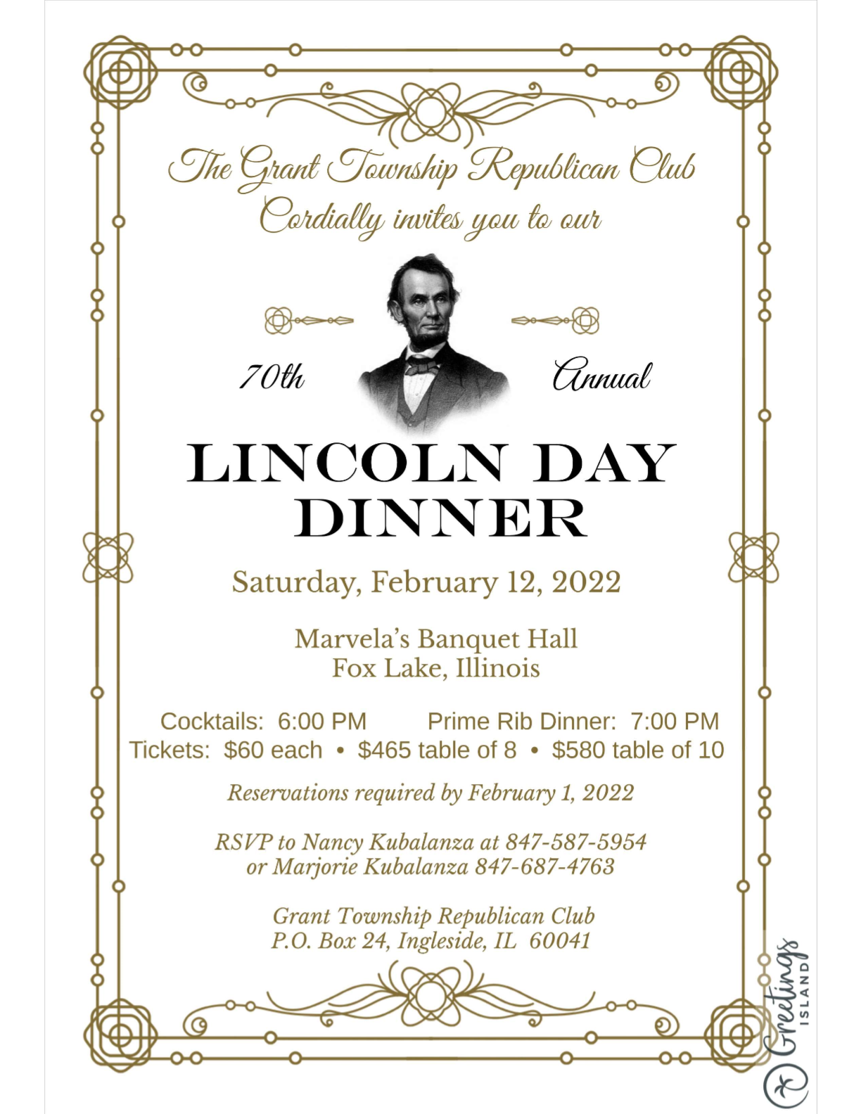 Grant Lincoln Day Dinner Flyer Lake County Republican Federation